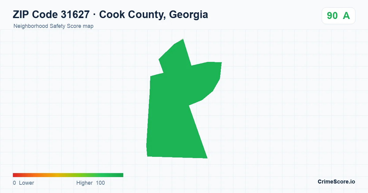 ZIP Code 31627 in Cook County, Georgia neighborhood Safety Score map