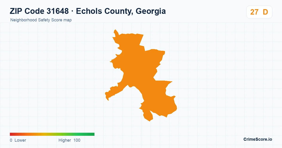 ZIP Code 31648 in Echols County, Georgia neighborhood Safety Score map