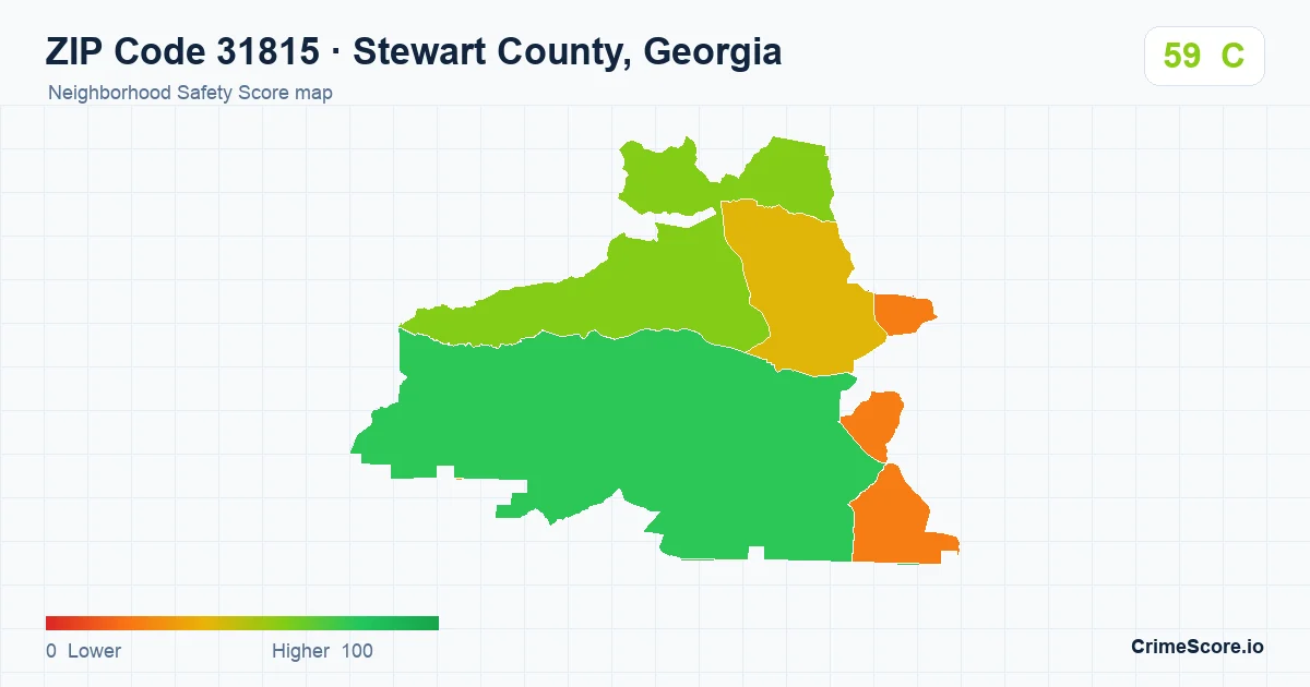 ZIP Code 31815 in Stewart County, Georgia neighborhood Safety Score map