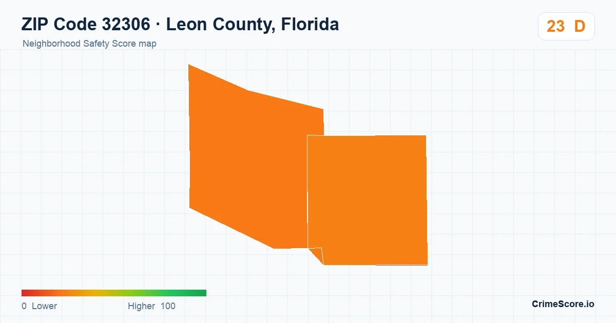 ZIP Code 32306 in Leon County, Florida neighborhood Safety Score map