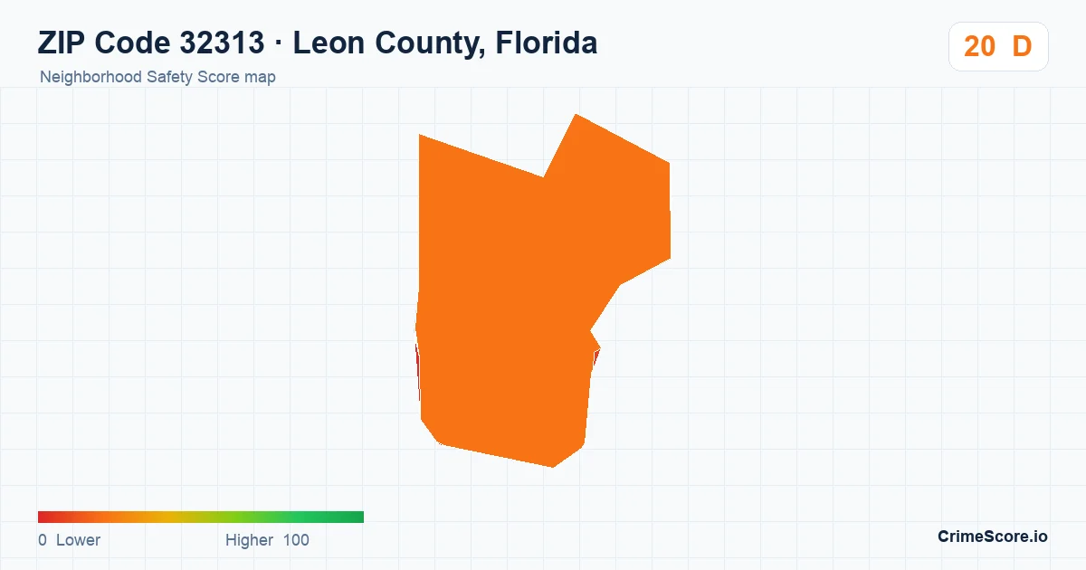 ZIP Code 32313 in Leon County, Florida neighborhood Safety Score map