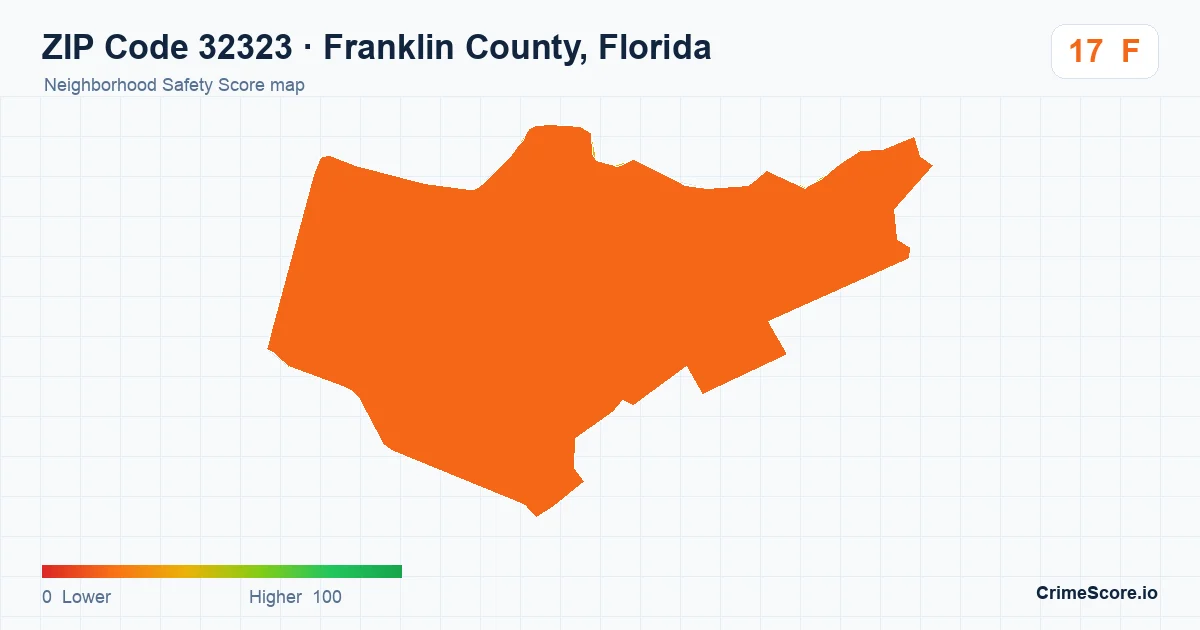 ZIP Code 32323 in Franklin County, Florida neighborhood Safety Score map