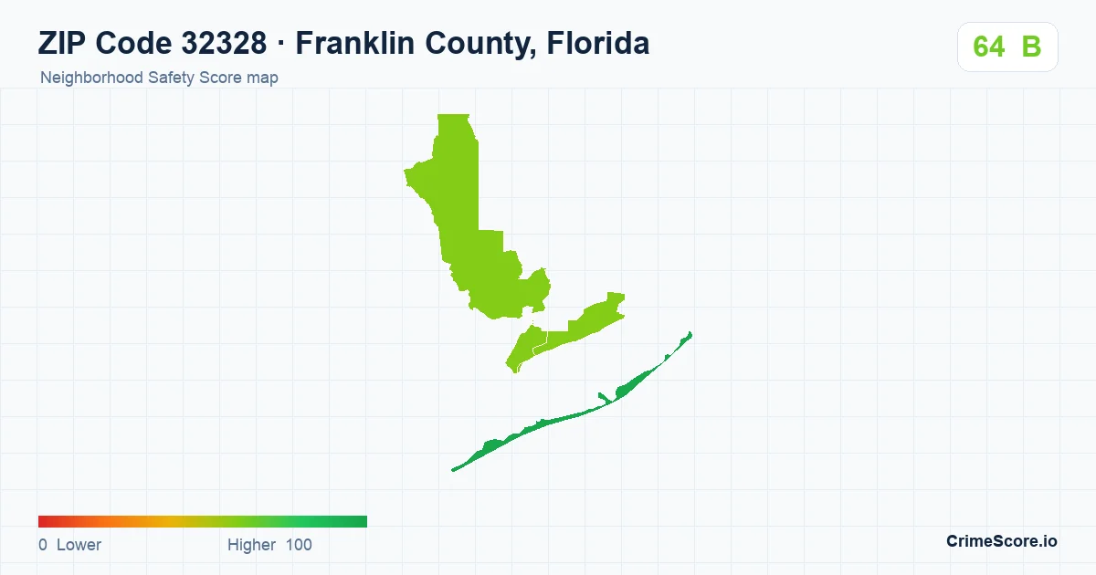 ZIP Code 32328 in Franklin County, Florida neighborhood Safety Score map