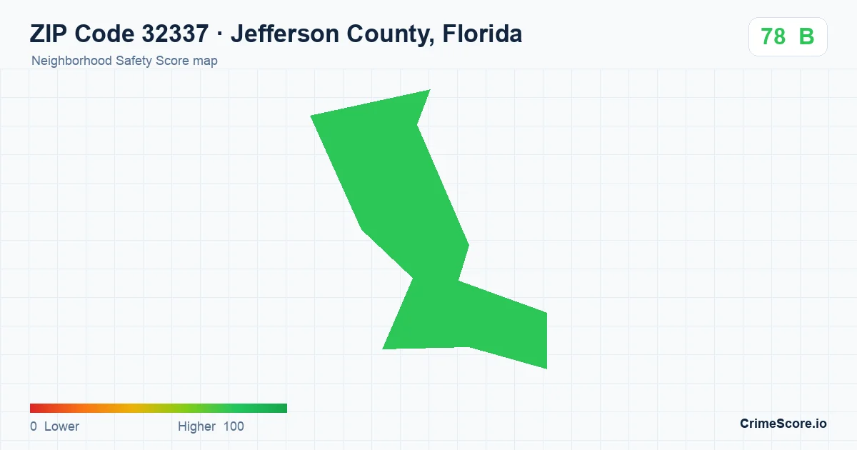 ZIP Code 32337 in Jefferson County, Florida neighborhood Safety Score map