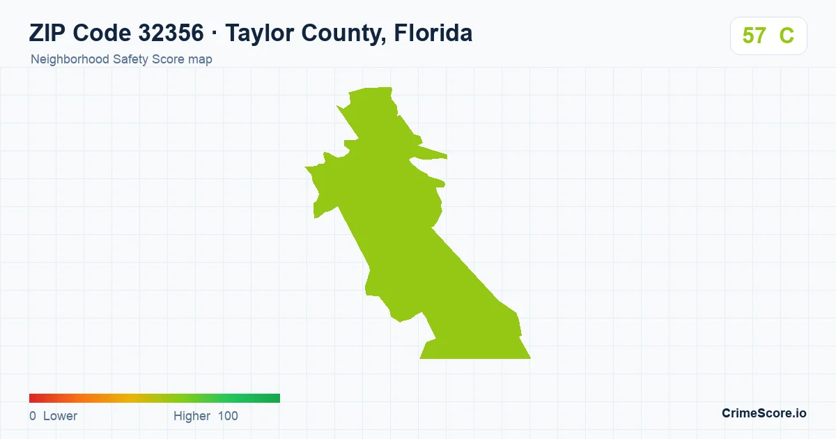 ZIP Code 32356 in Taylor County, Florida neighborhood Safety Score map
