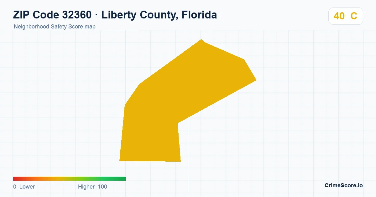 ZIP Code 32360 in Liberty County, Florida neighborhood Safety Score map