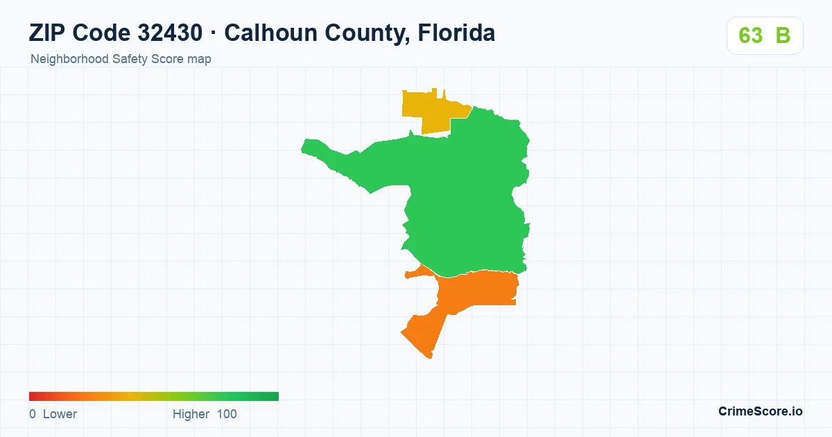 ZIP Code 32430 in Calhoun County, Florida neighborhood Safety Score map
