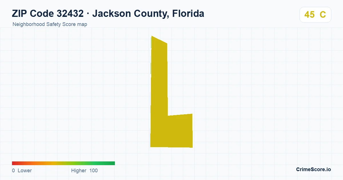 ZIP Code 32432 in Jackson County, Florida neighborhood Safety Score map