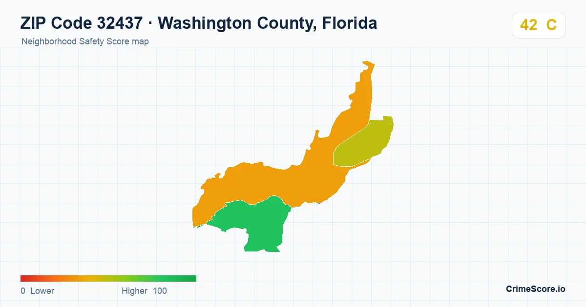 ZIP Code 32437 in Washington County, Florida neighborhood Safety Score map
