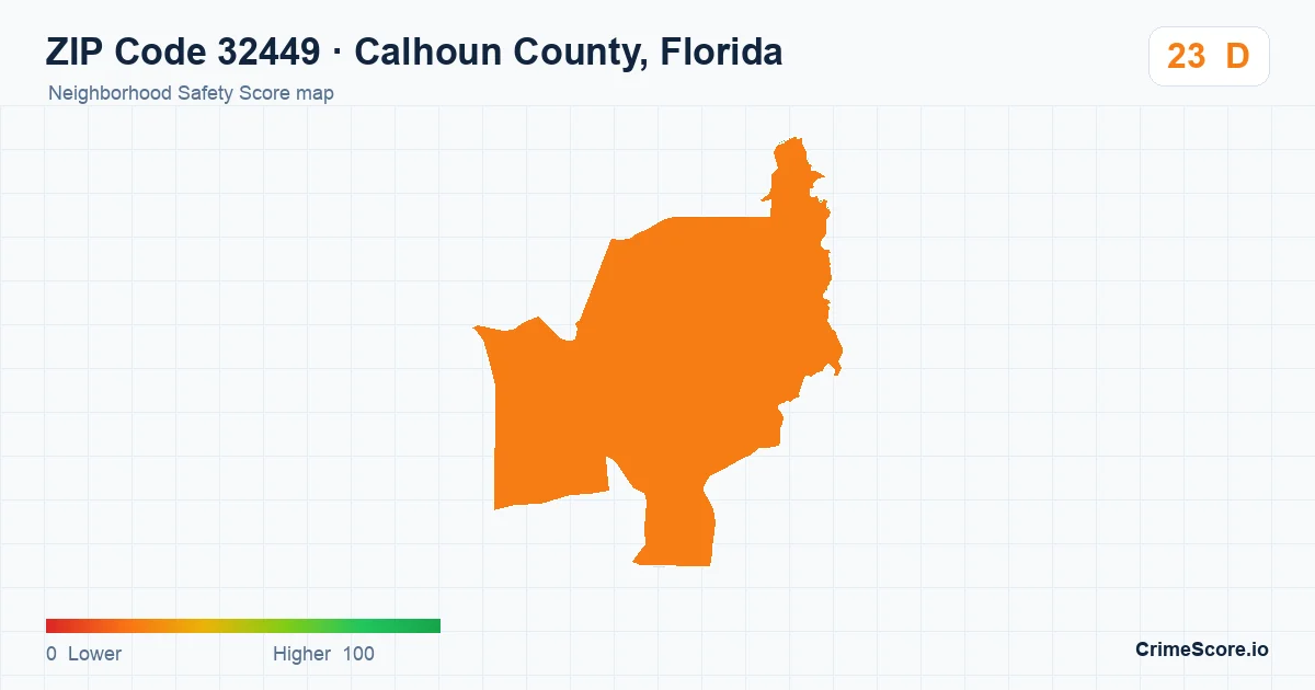 ZIP Code 32449 in Calhoun County, Florida neighborhood Safety Score map
