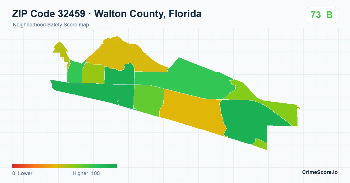 ZIP Code 32459 in Walton County, Florida neighborhood Safety Score map