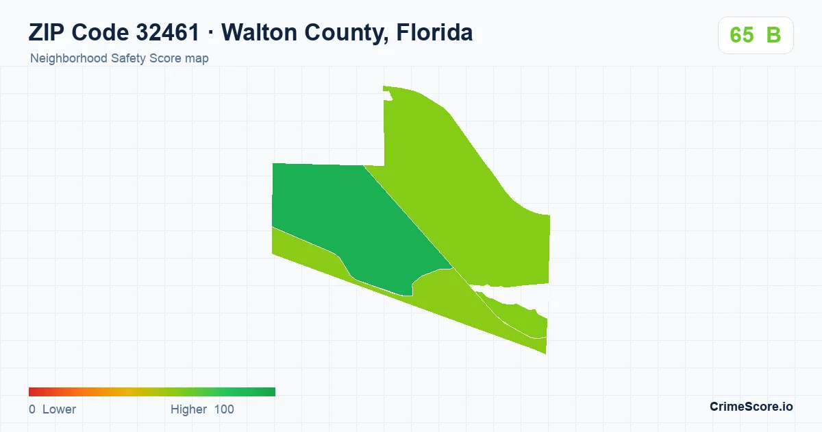 ZIP Code 32461 in Walton County, Florida neighborhood Safety Score map