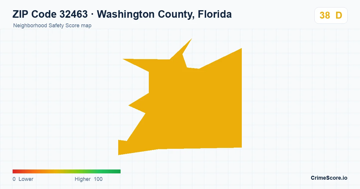 ZIP Code 32463 in Washington County, Florida neighborhood Safety Score map