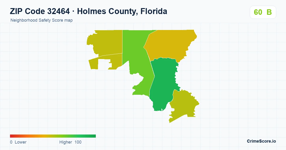 ZIP Code 32464 in Holmes County, Florida neighborhood Safety Score map