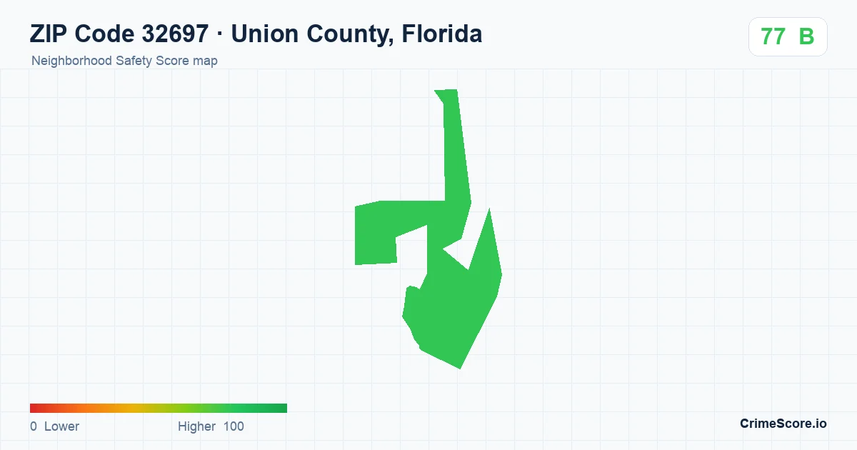 ZIP Code 32697 in Union County, Florida neighborhood Safety Score map