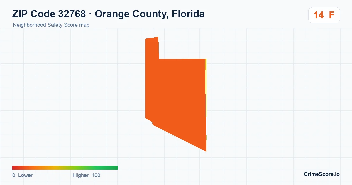 ZIP Code 32768 in Orange County, Florida neighborhood Safety Score map
