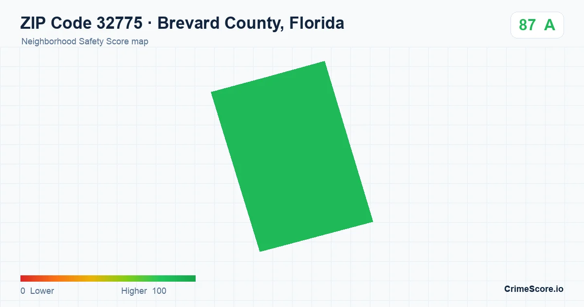 ZIP Code 32775 in Brevard County, Florida neighborhood Safety Score map