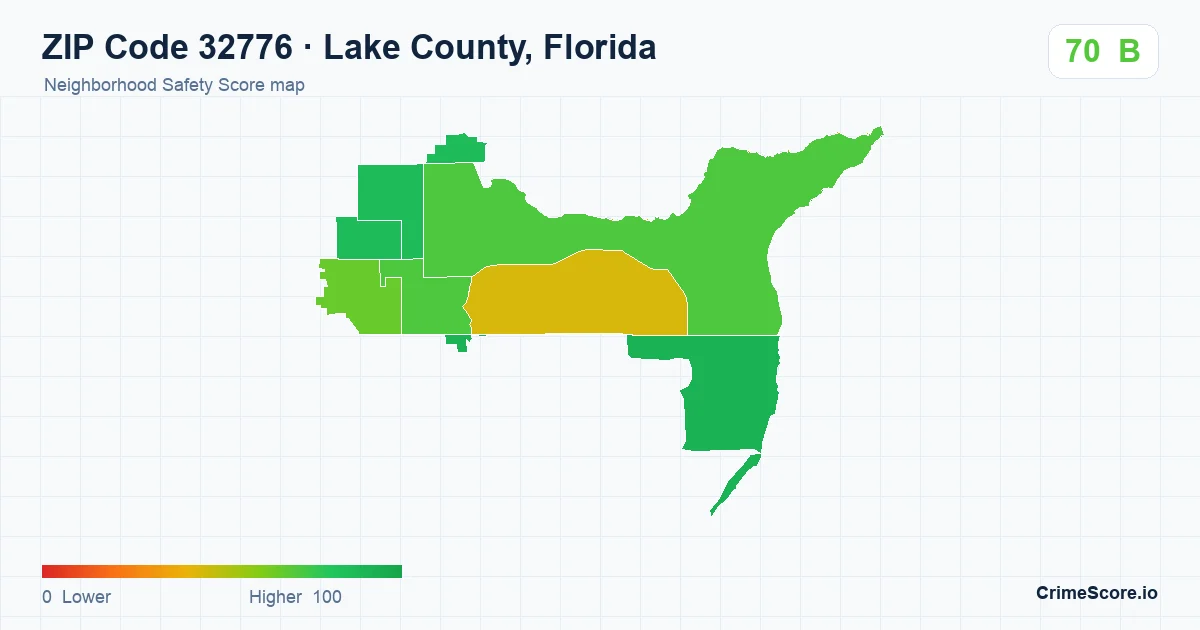 ZIP Code 32776 in Lake County, Florida neighborhood Safety Score map