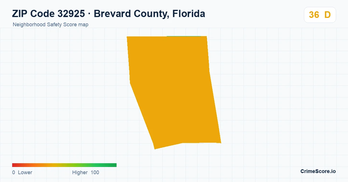 ZIP Code 32925 in Brevard County, Florida neighborhood Safety Score map