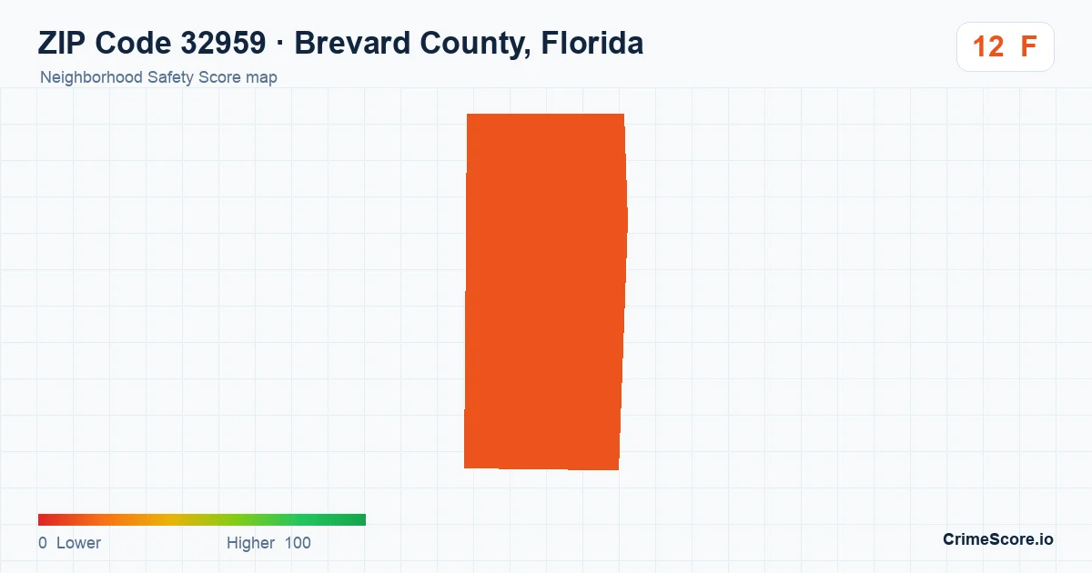 ZIP Code 32959 in Brevard County, Florida neighborhood Safety Score map
