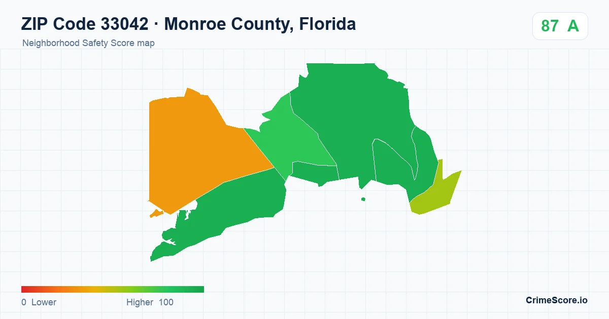 ZIP Code 33042 in Monroe County, Florida neighborhood Safety Score map