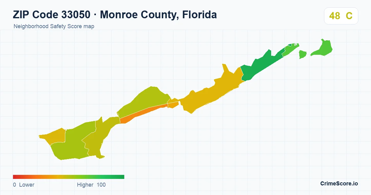 ZIP Code 33050 in Monroe County, Florida neighborhood Safety Score map