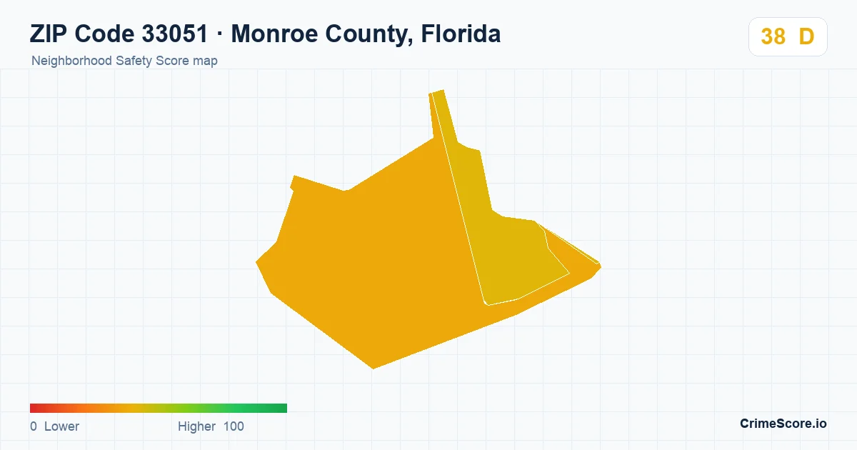 ZIP Code 33051 in Monroe County, Florida neighborhood Safety Score map