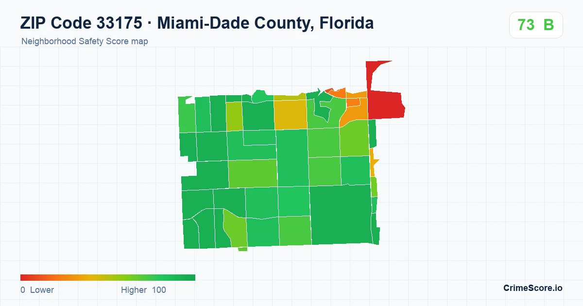 ZIP Code 33175 in Miami-Dade County, Florida neighborhood Safety Score map