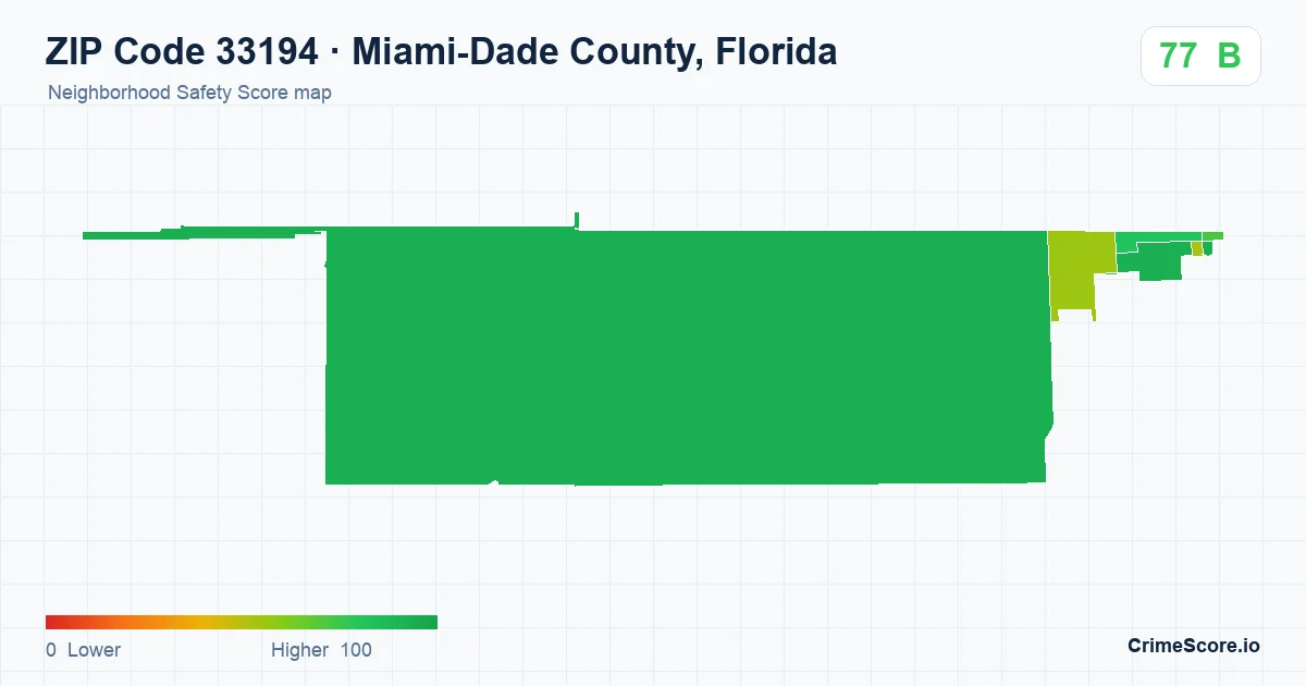 ZIP Code 33194 in Miami-Dade County, Florida neighborhood Safety Score map