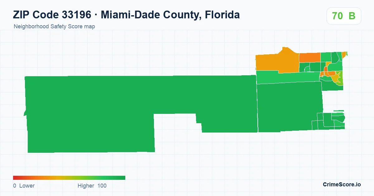 ZIP Code 33196 in Miami-Dade County, Florida neighborhood Safety Score map
