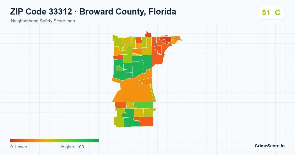 ZIP Code 33312 in Broward County, Florida neighborhood Safety Score map
