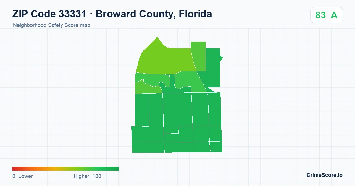 ZIP Code 33331 in Broward County, Florida neighborhood Safety Score map