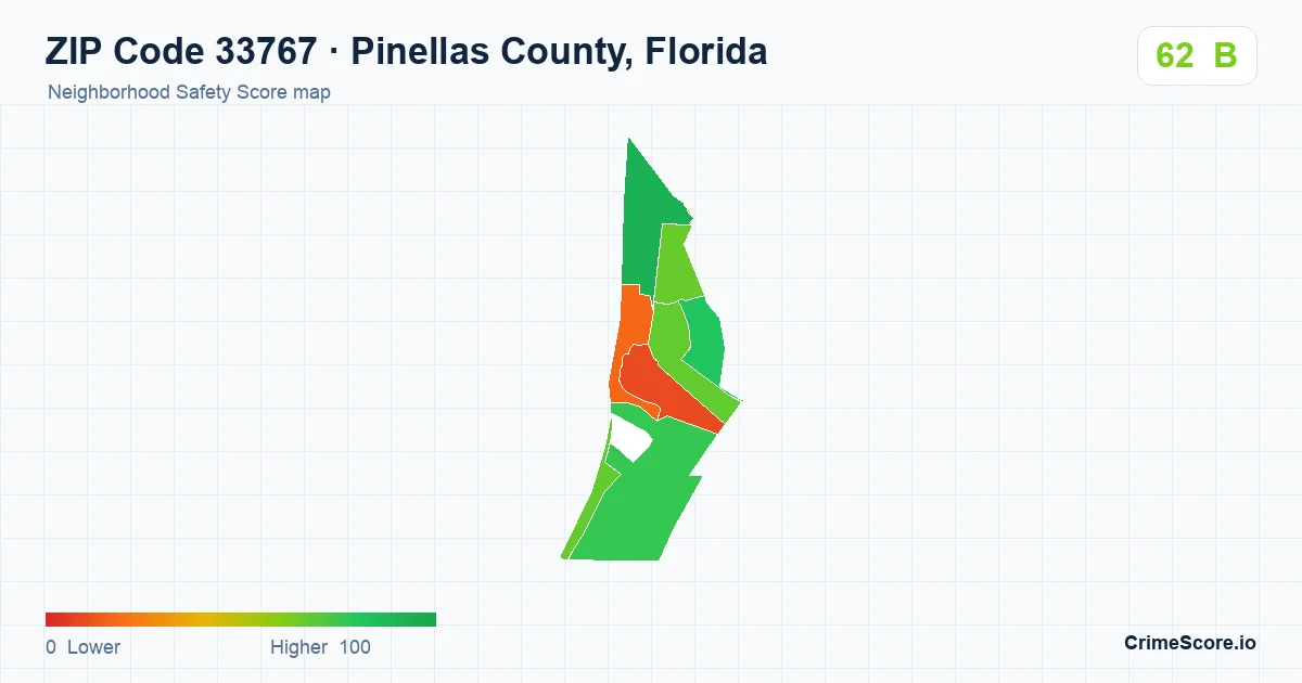 ZIP Code 33767 in Pinellas County, Florida neighborhood Safety Score map