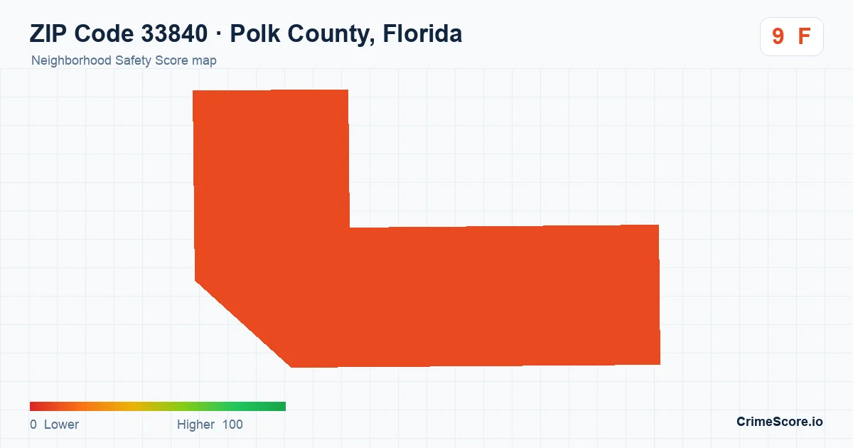 ZIP Code 33840 in Polk County, Florida neighborhood Safety Score map