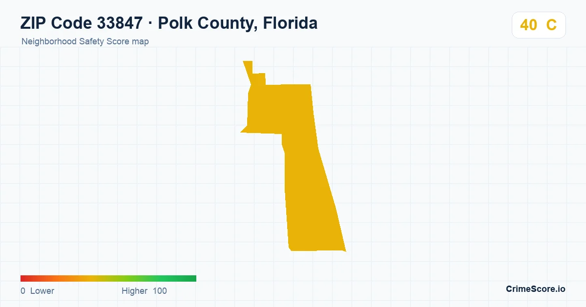 ZIP Code 33847 in Polk County, Florida neighborhood Safety Score map