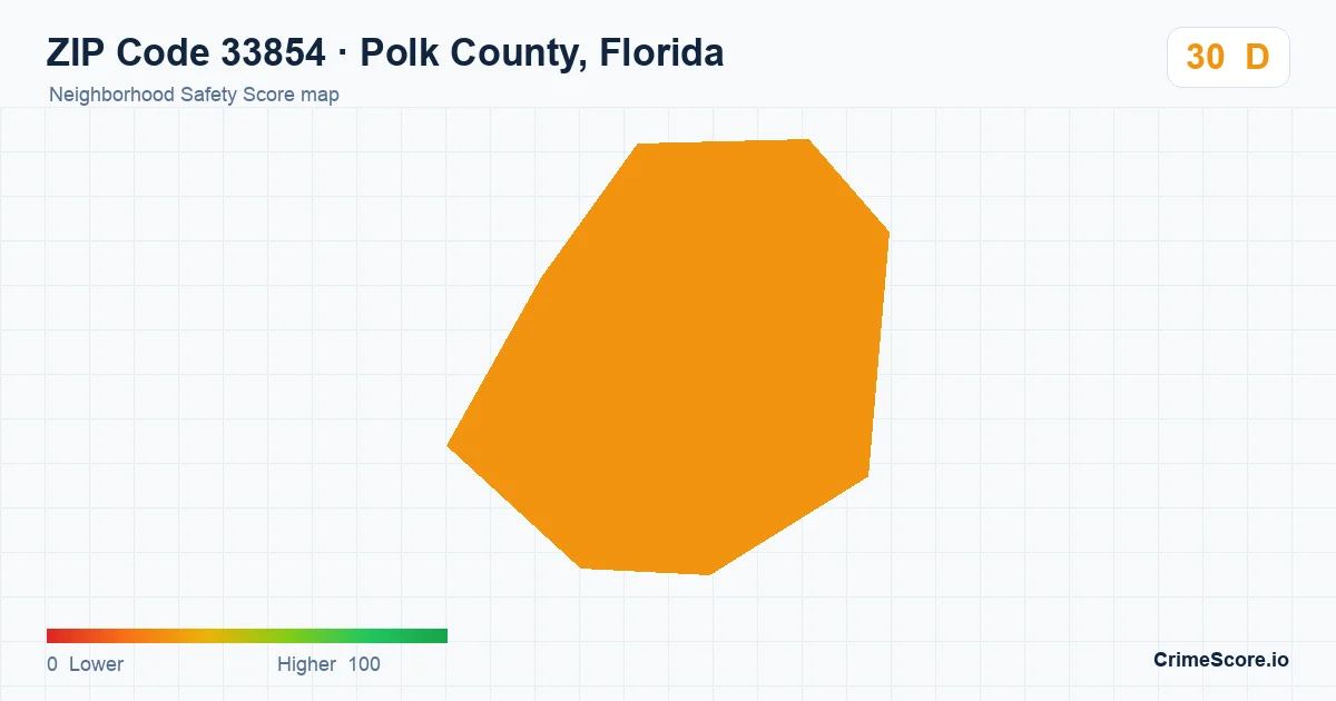 ZIP Code 33854 in Polk County, Florida neighborhood Safety Score map