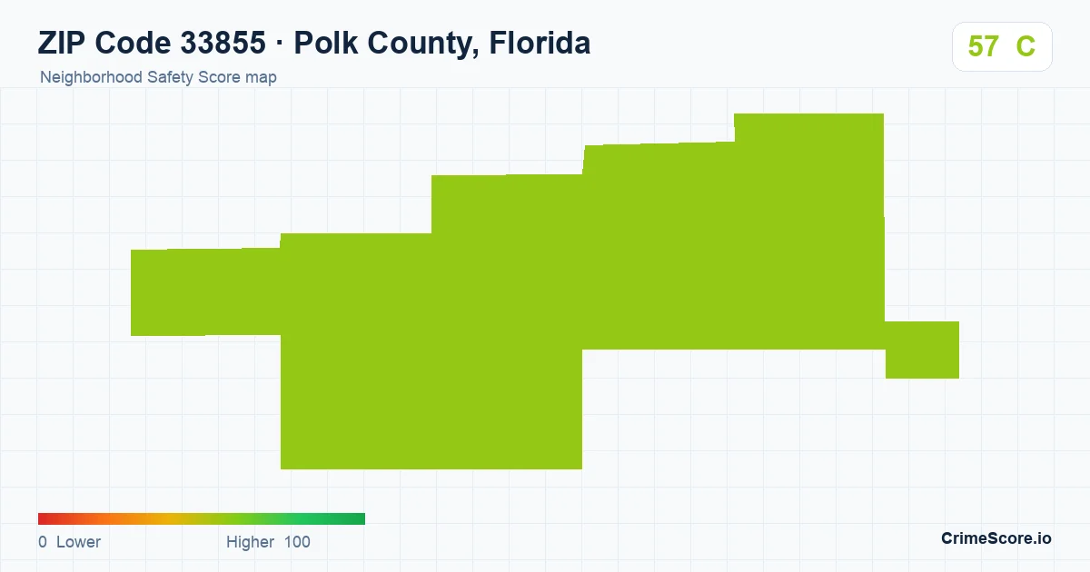 ZIP Code 33855 in Polk County, Florida neighborhood Safety Score map