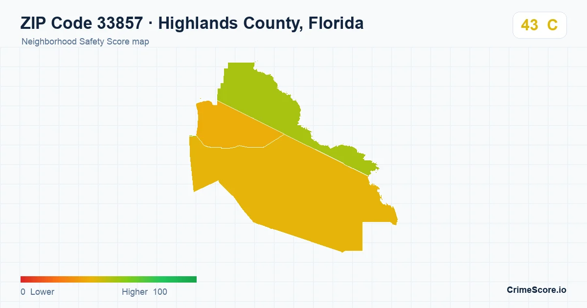 ZIP Code 33857 in Highlands County, Florida neighborhood Safety Score map