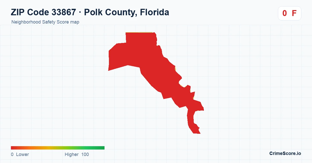 ZIP Code 33867 in Polk County, Florida neighborhood Safety Score map