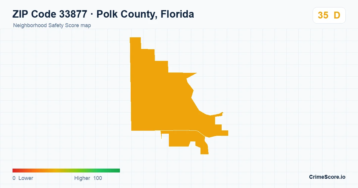 ZIP Code 33877 in Polk County, Florida neighborhood Safety Score map