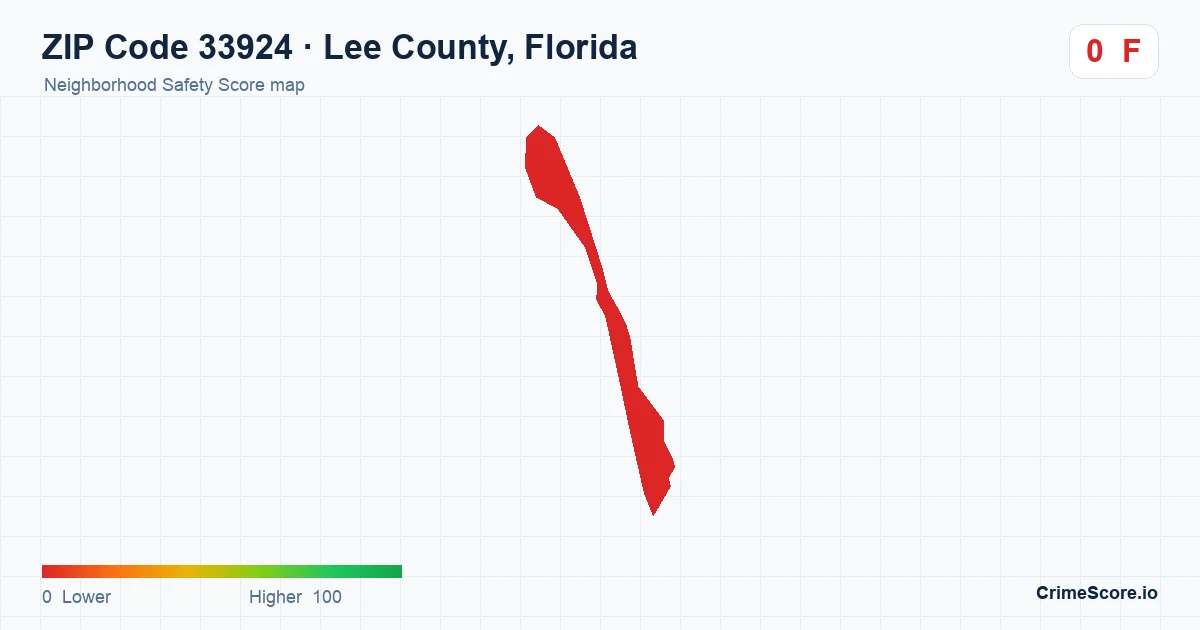 ZIP Code 33924 in Lee County, Florida neighborhood Safety Score map