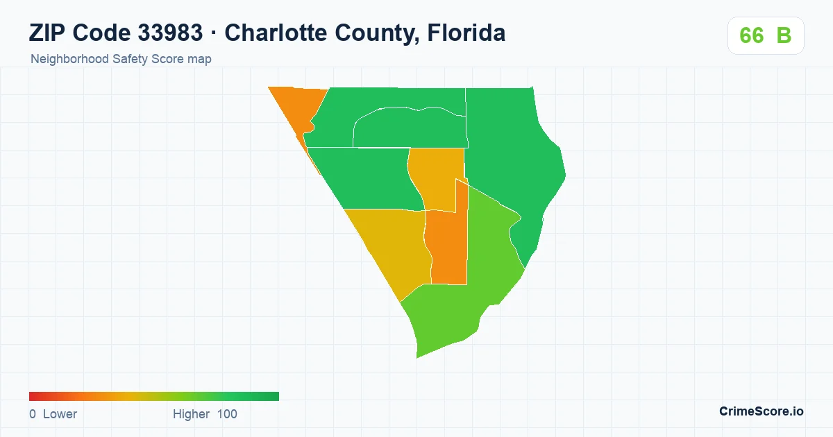 ZIP Code 33983 in Charlotte County, Florida neighborhood Safety Score map