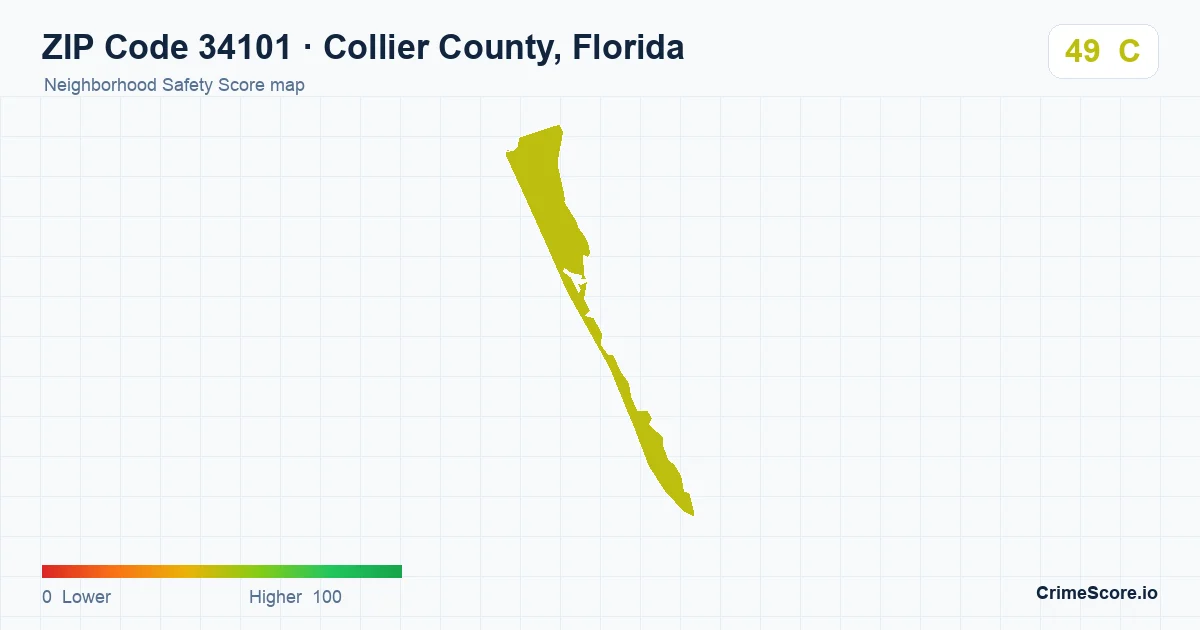ZIP Code 34101 in Collier County, Florida neighborhood Safety Score map