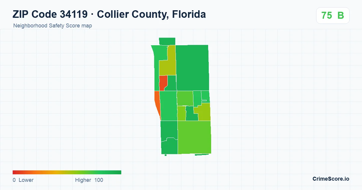 ZIP Code 34119 in Collier County, Florida neighborhood Safety Score map