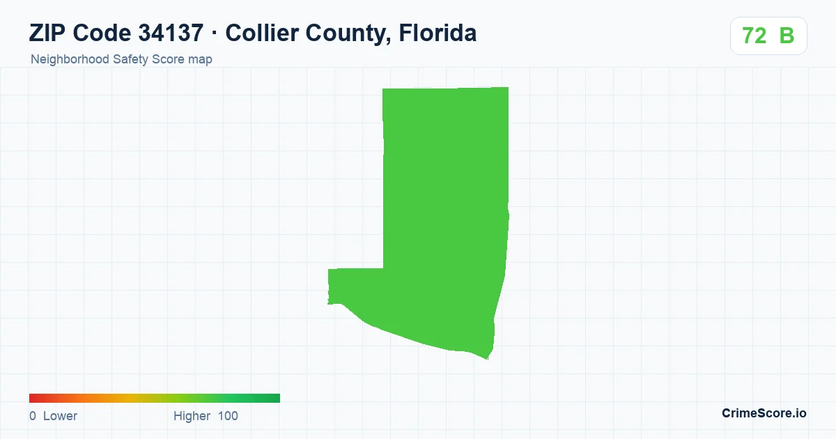 ZIP Code 34137 in Collier County, Florida neighborhood Safety Score map
