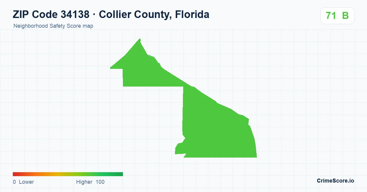 ZIP Code 34138 in Collier County, Florida neighborhood Safety Score map