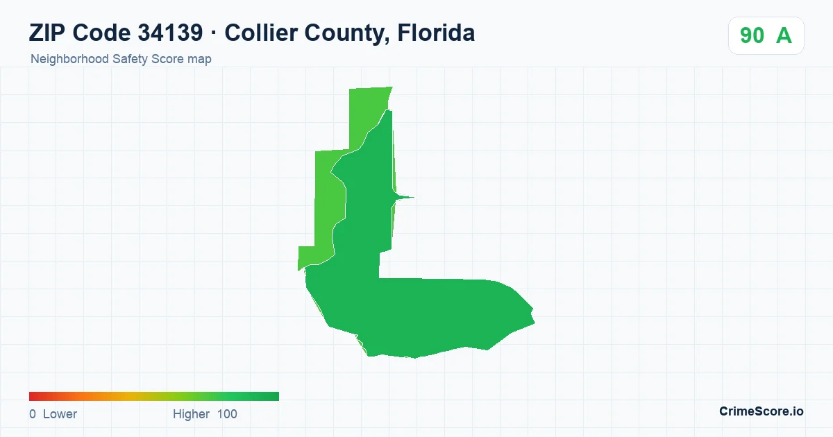 ZIP Code 34139 in Collier County, Florida neighborhood Safety Score map