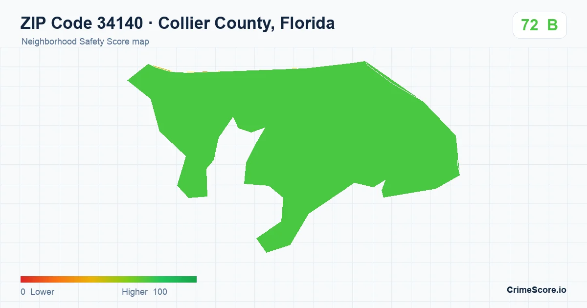 ZIP Code 34140 in Collier County, Florida neighborhood Safety Score map