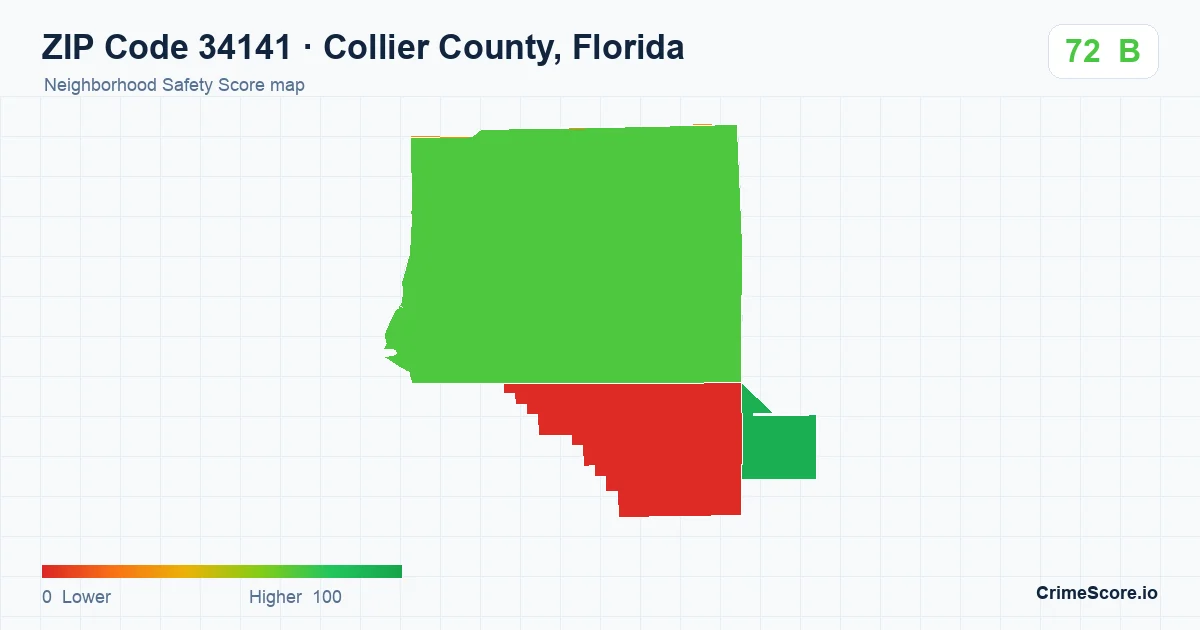 ZIP Code 34141 in Collier County, Florida neighborhood Safety Score map