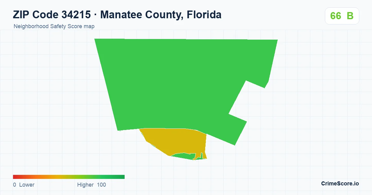 ZIP Code 34215 in Manatee County, Florida neighborhood Safety Score map